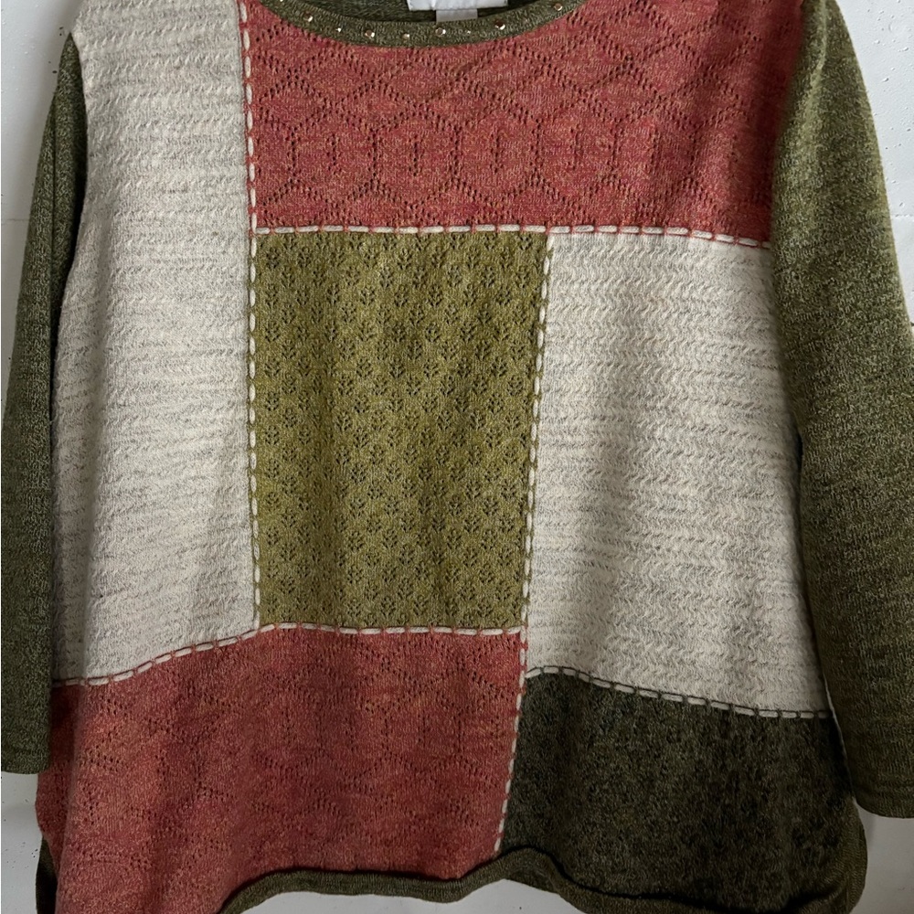 Alfred Dunner Multicolor Patchwork Sweater - image 1
